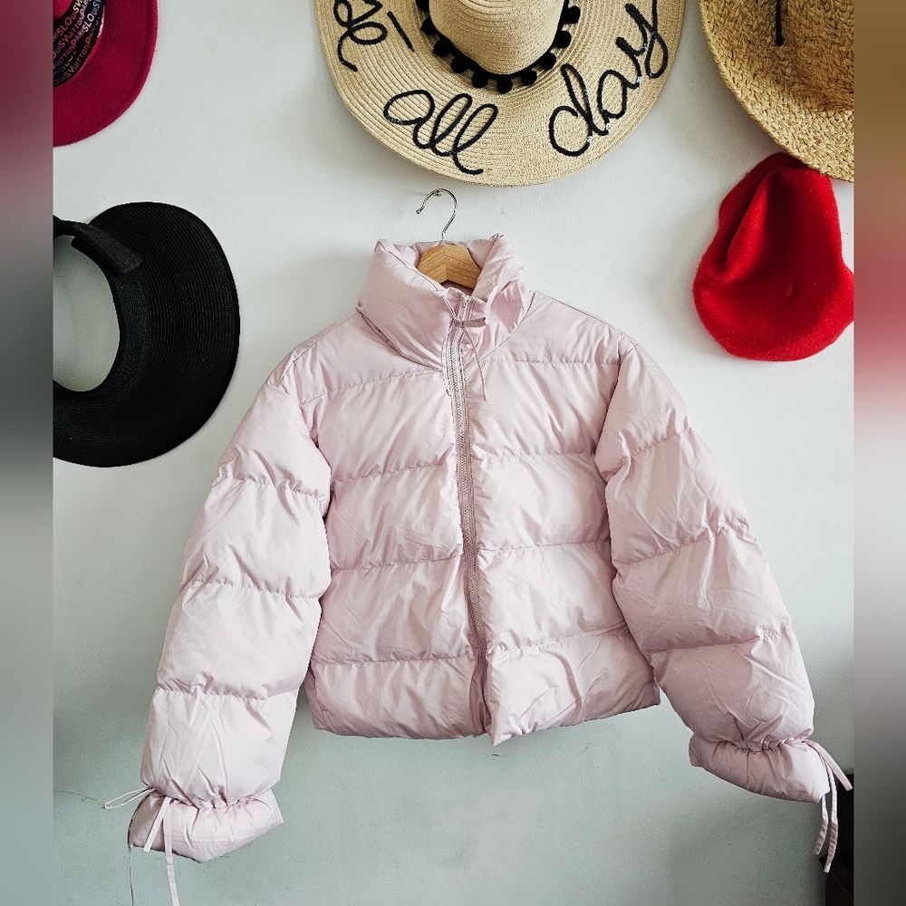 NWT Wild Fable Pink Bow Puffer Jacket Women's M